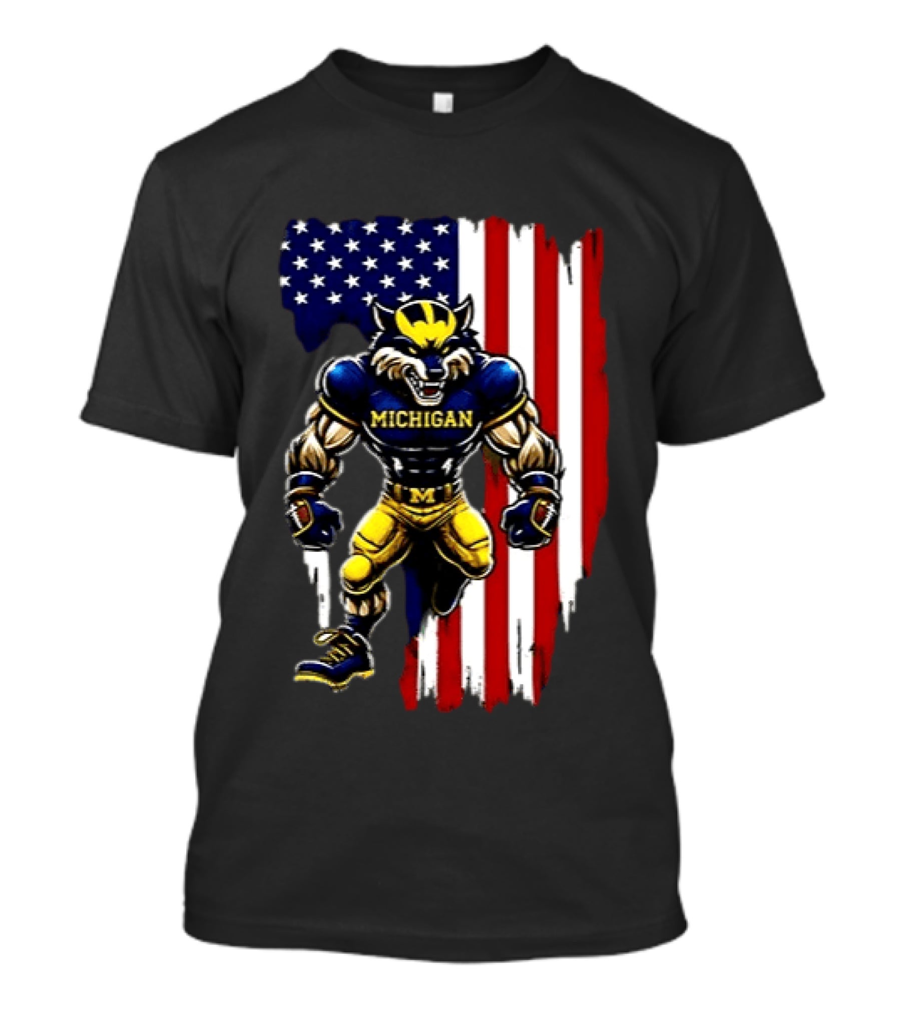 Michigan Wolverines We The People USA Flag Wolverine T-Shirt