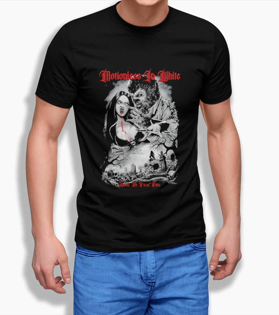 Motionless In White Love At First Bite Vampire And Werewolf Gothic Horror Aesthetic T-Shirt