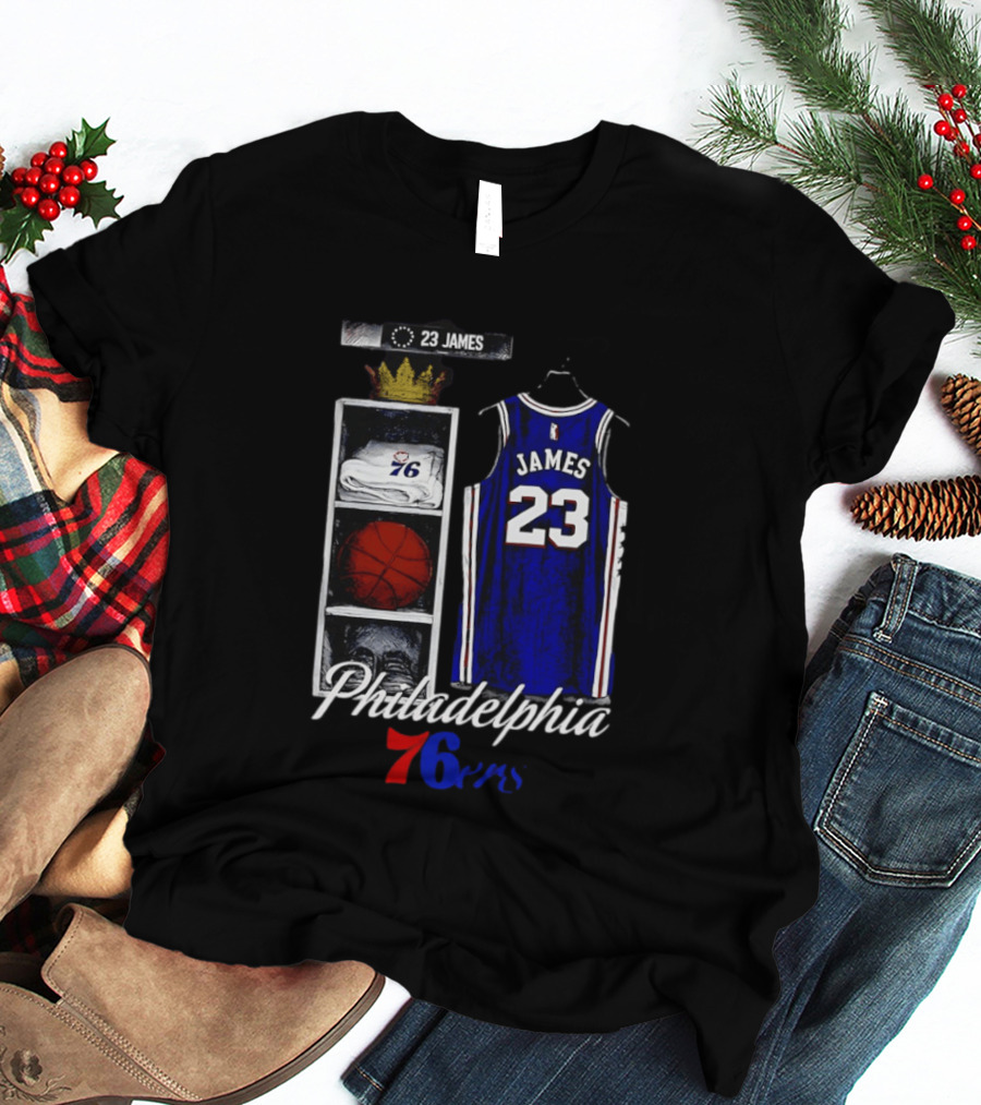 Philadelphia 76ers LeBron James 23 Basketball Jersey Locker Room Display T-Shirt