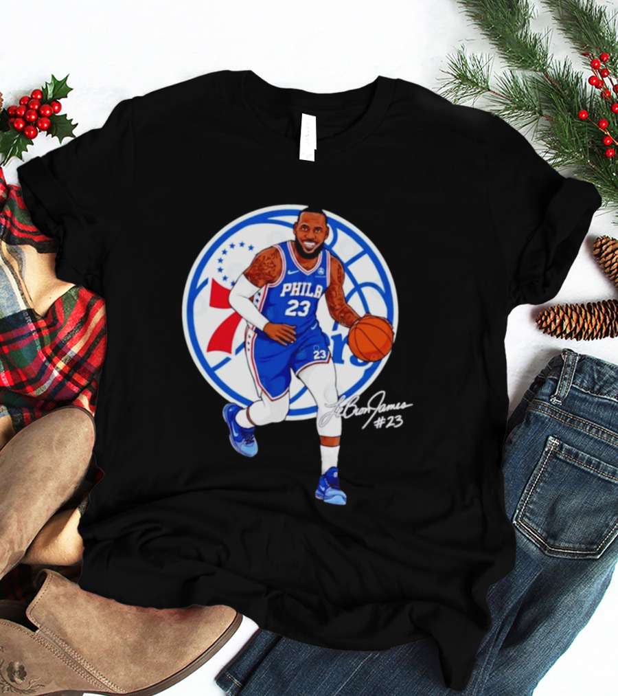 Philadelphia 76ers 23 LeBron James Blue Basketball Phila 76ers T-Shirt