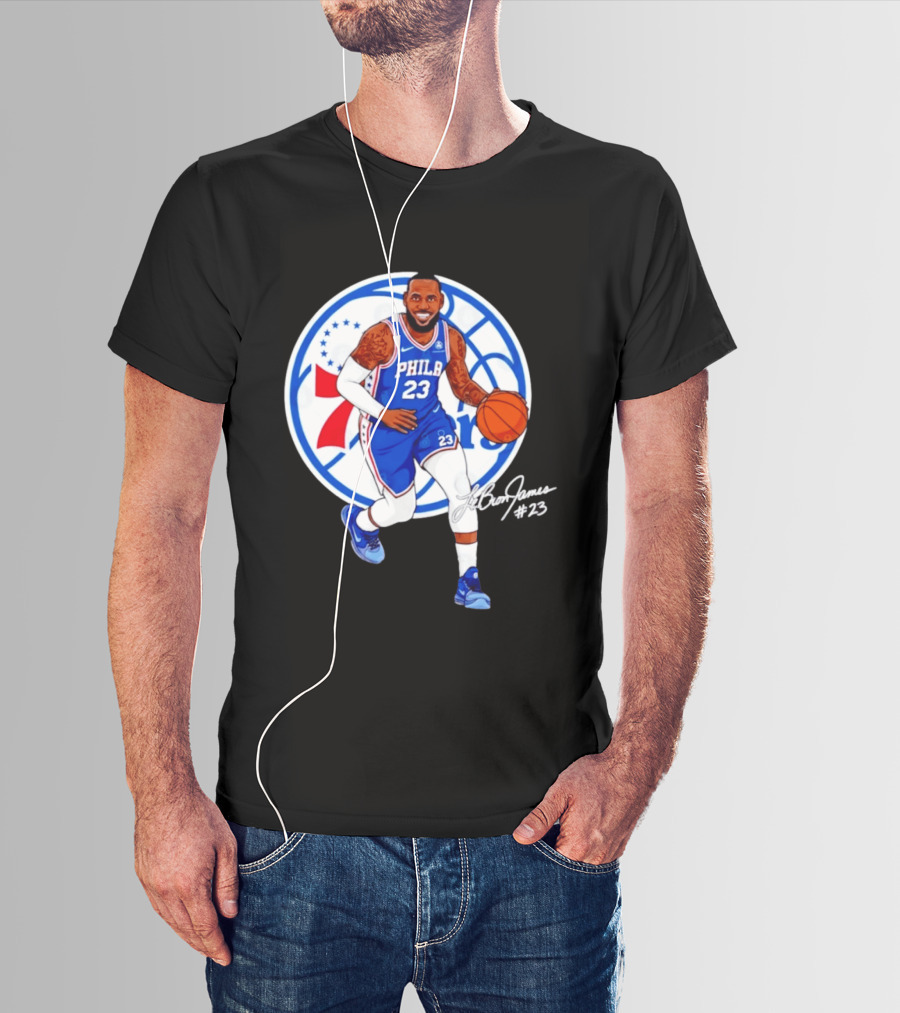 Philadelphia 76ers 23 LeBron James Blue Basketball Phila 76ers T-Shirt