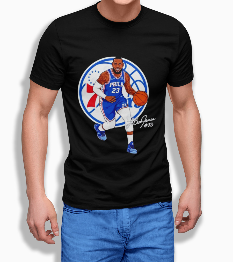 Philadelphia 76ers 23 LeBron James Blue Basketball Phila 76ers T-Shirt