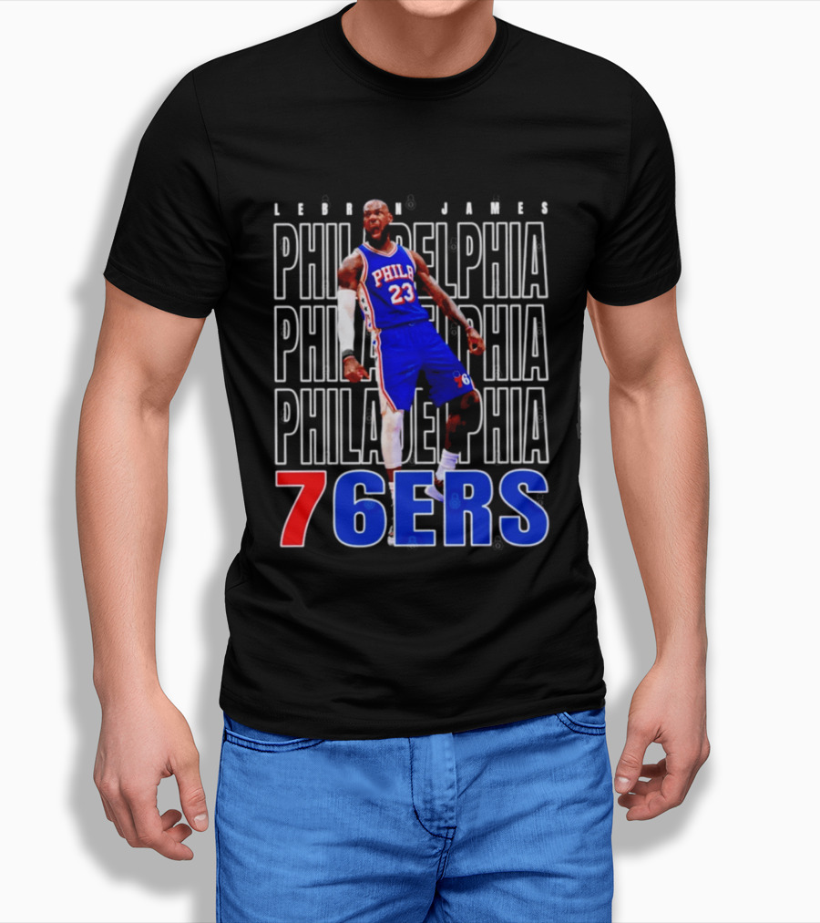 LeBron James Philadelphia 76ers Scream Vintage Style Jersey T-Shirt