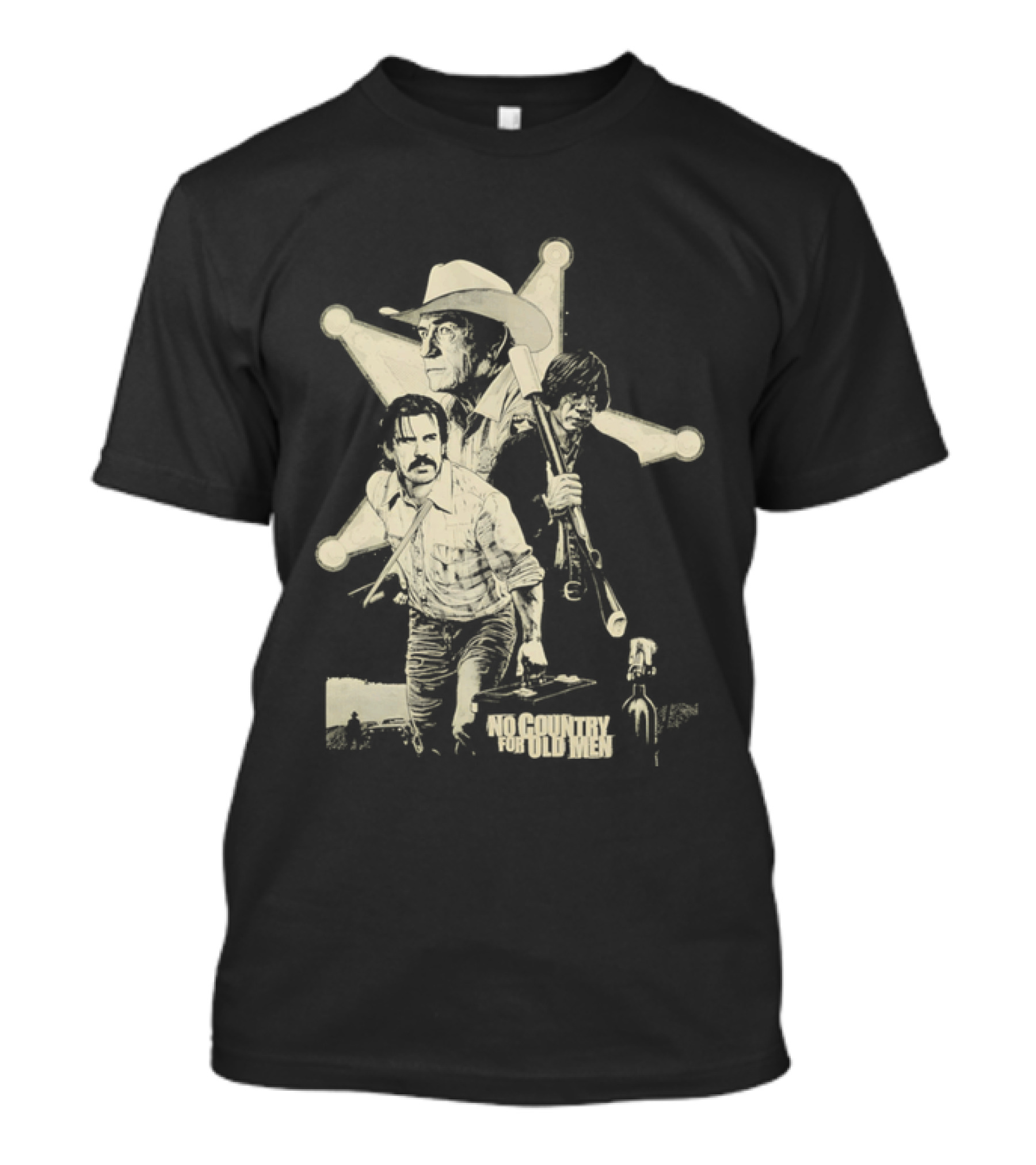 No Country For Old Men Llewelyn Moss Anton Chigurh Sheriff Bell Iconic Trio T-Shirt