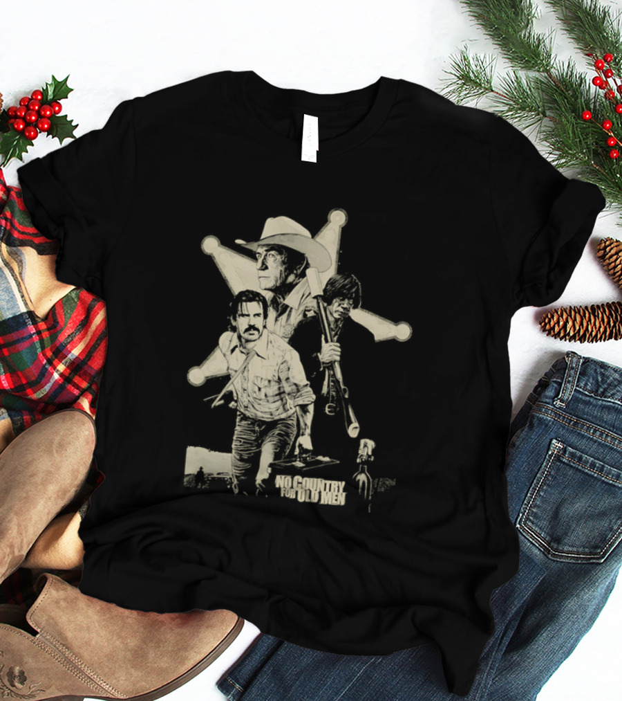 No Country For Old Men Llewelyn Moss Anton Chigurh Sheriff Bell Iconic Trio T-Shirt