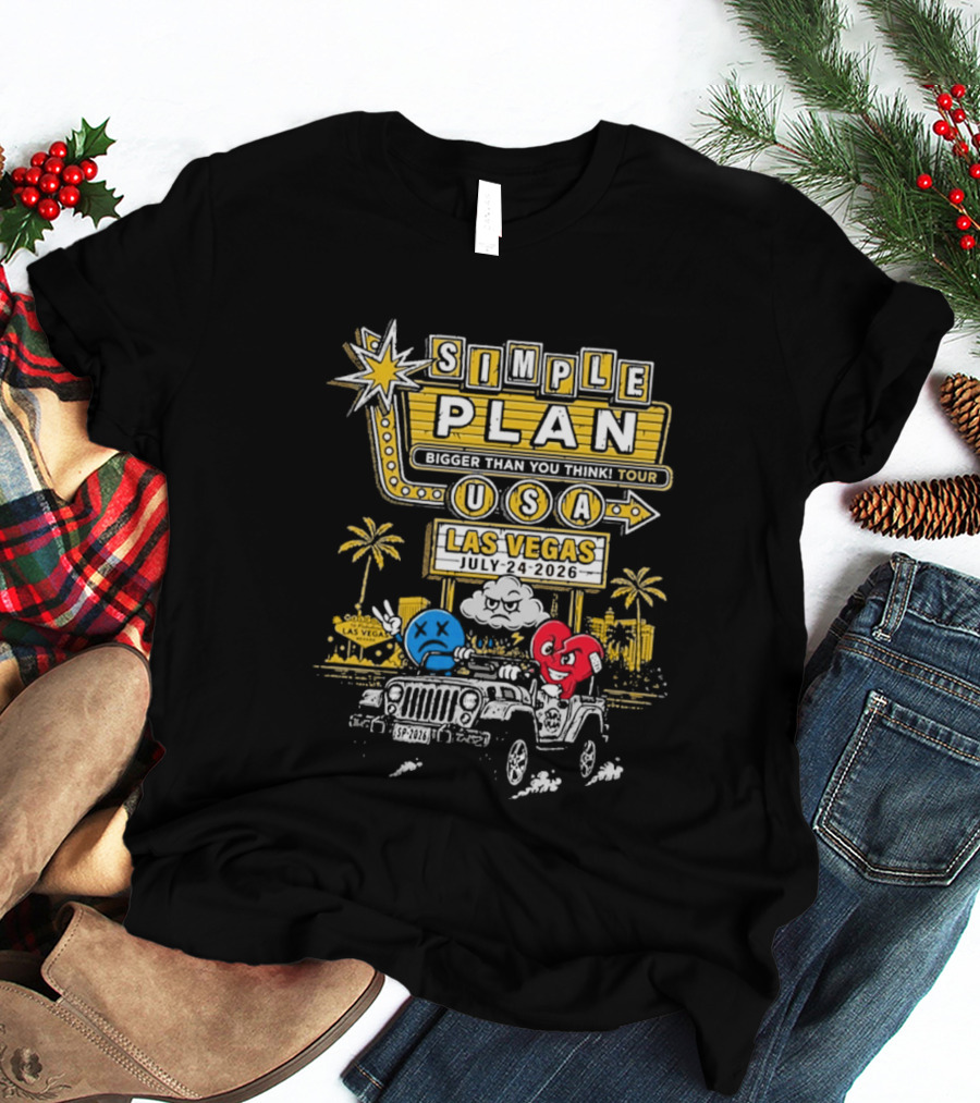 Simple Plan Bigger Than You Think Tour USA Las Vegas July 4 2026 Pearl Concert Theater Palms Casino Resort T-Shirt