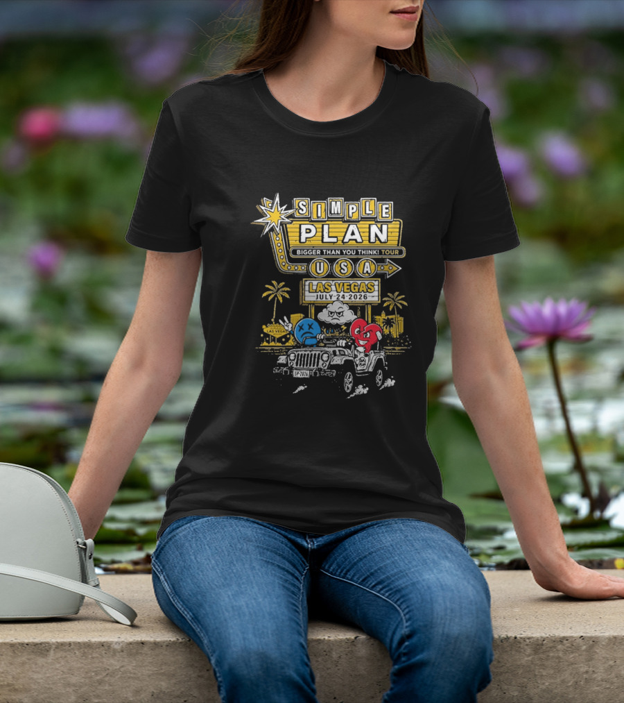 Simple Plan Bigger Than You Think Tour USA Las Vegas July 4 2026 Pearl Concert Theater Palms Casino Resort T-Shirt