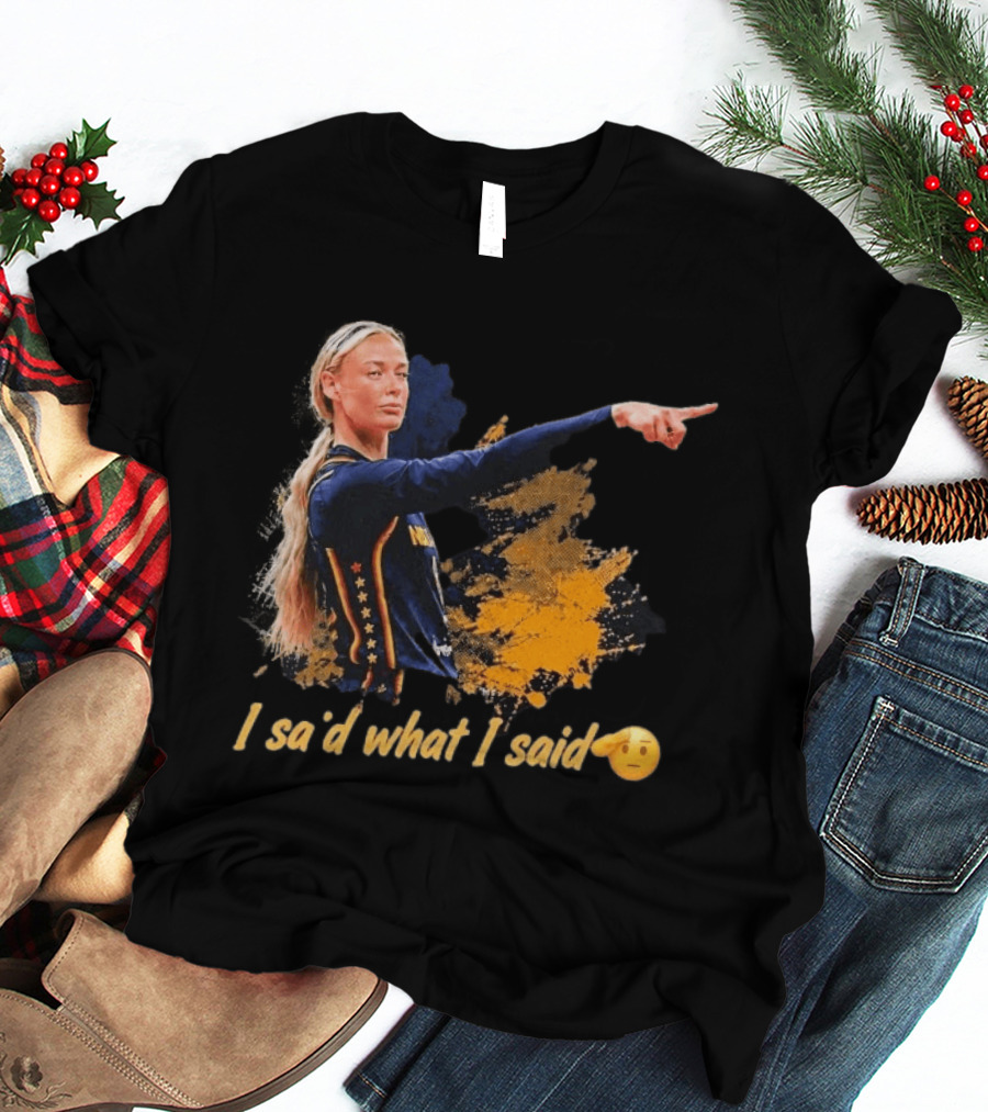 Sophie Cunningham I Said What I Said Yellow And Blue Basketball Emoji T-Shirt
