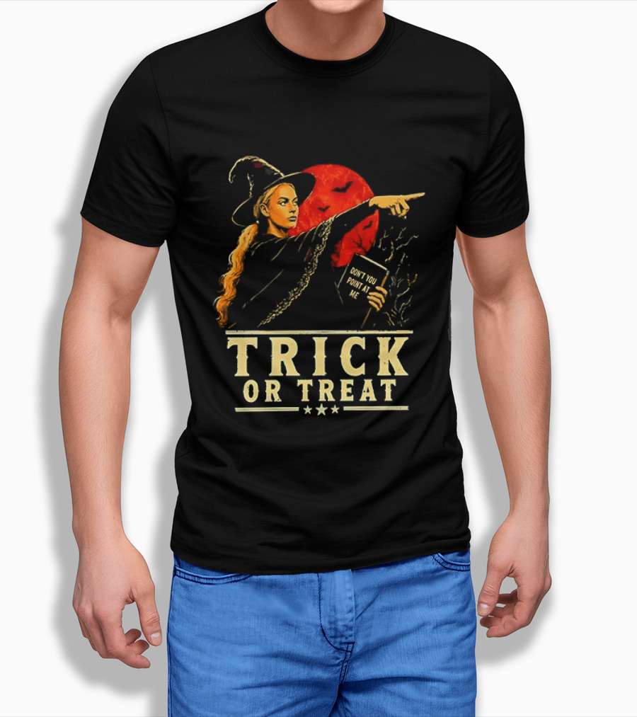 Witch Pointing Trick Or Treat Halloween 2026 T-Shirt