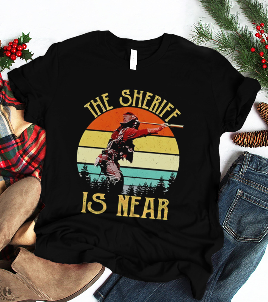 The Sheriff Is Near Western Cowboy Retro Sunset T-Shirt