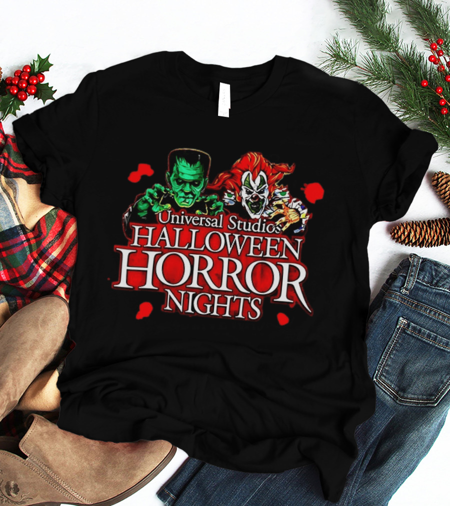Universal Studios Halloween Horror Nights 2026 Classic Monsters And Killer Clowns T-Shirt