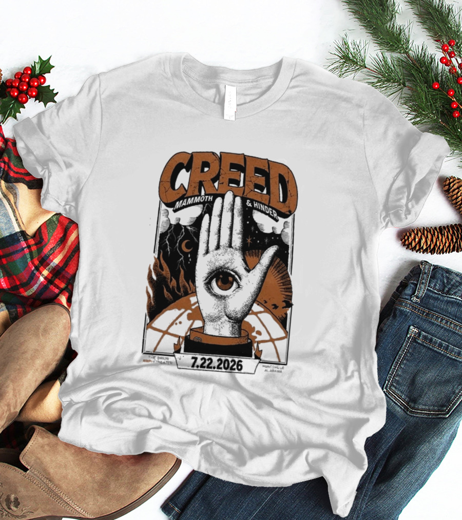 Creed Huntsville Alabama 2026 Event Orion Amphitheater July 22 Eye In Hand T-Shirt