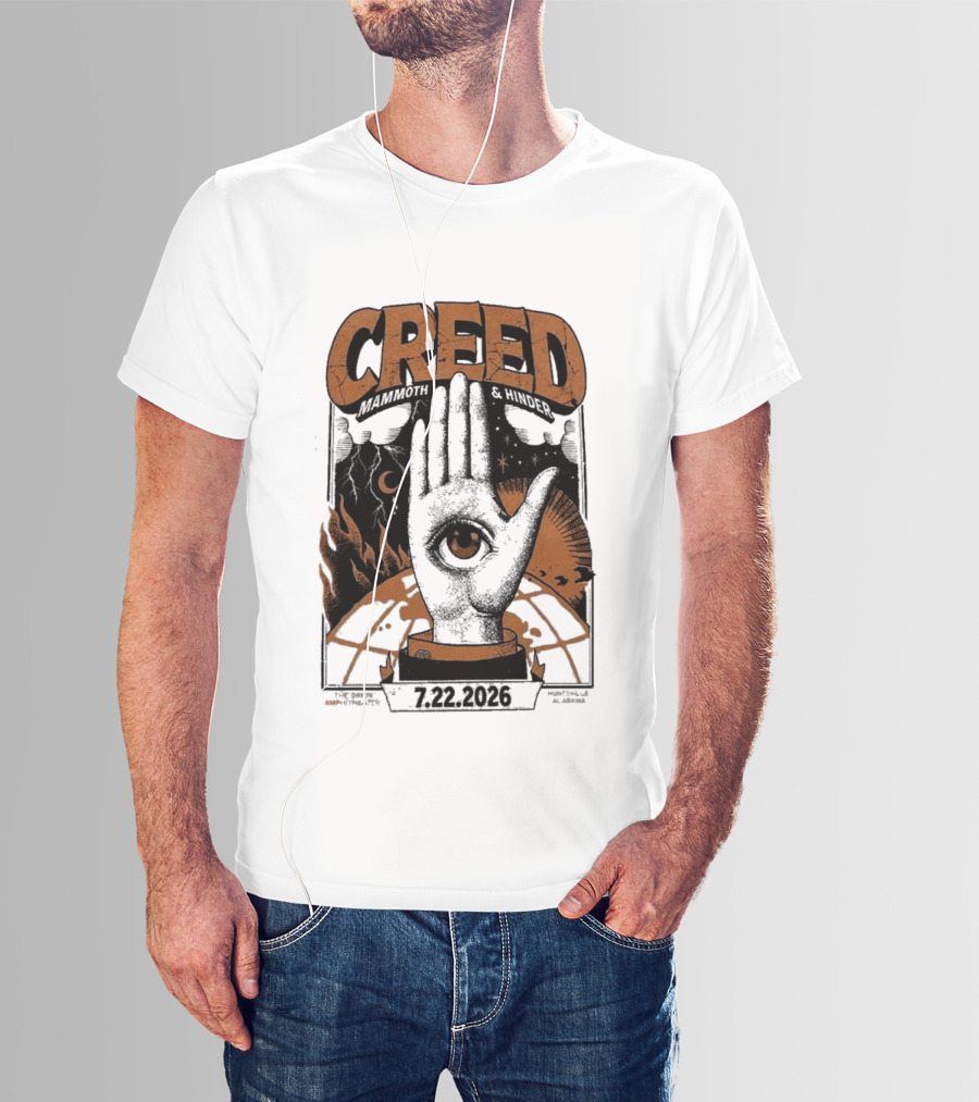 Creed Huntsville Alabama 2026 Event Orion Amphitheater July 22 Eye In Hand T-Shirt