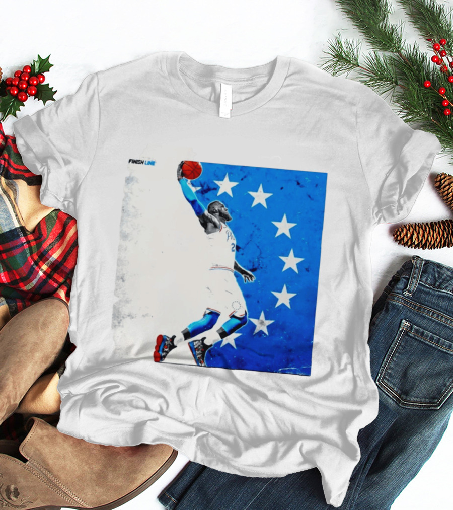 LeBron James Philadelphia 76ers Finish Line Stars Basketball Dunk T-Shirt