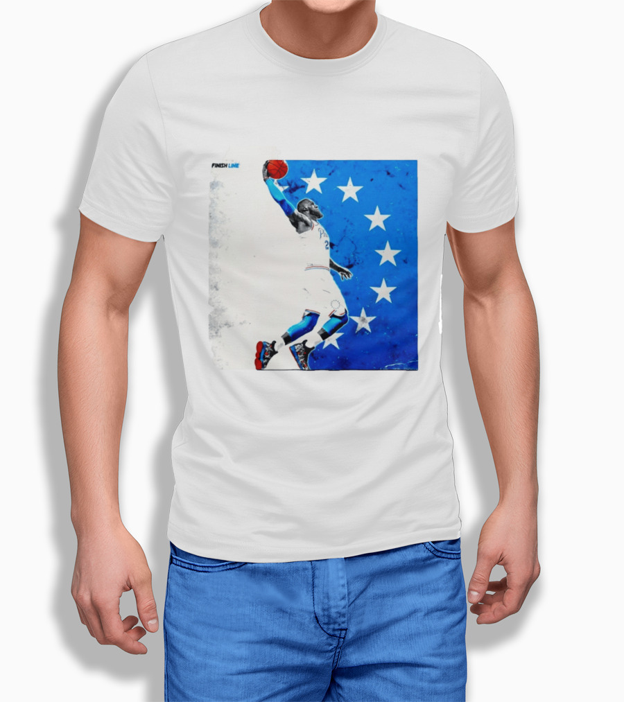 LeBron James Philadelphia 76ers Finish Line Stars Basketball Dunk T-Shirt