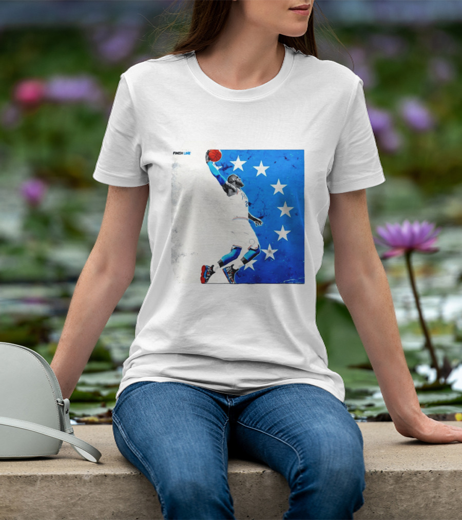 LeBron James Philadelphia 76ers Finish Line Stars Basketball Dunk T-Shirt