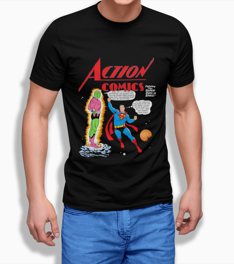 Action Comics Superman I Dare You To Capture Me Super Duel In Space T-Shirt
