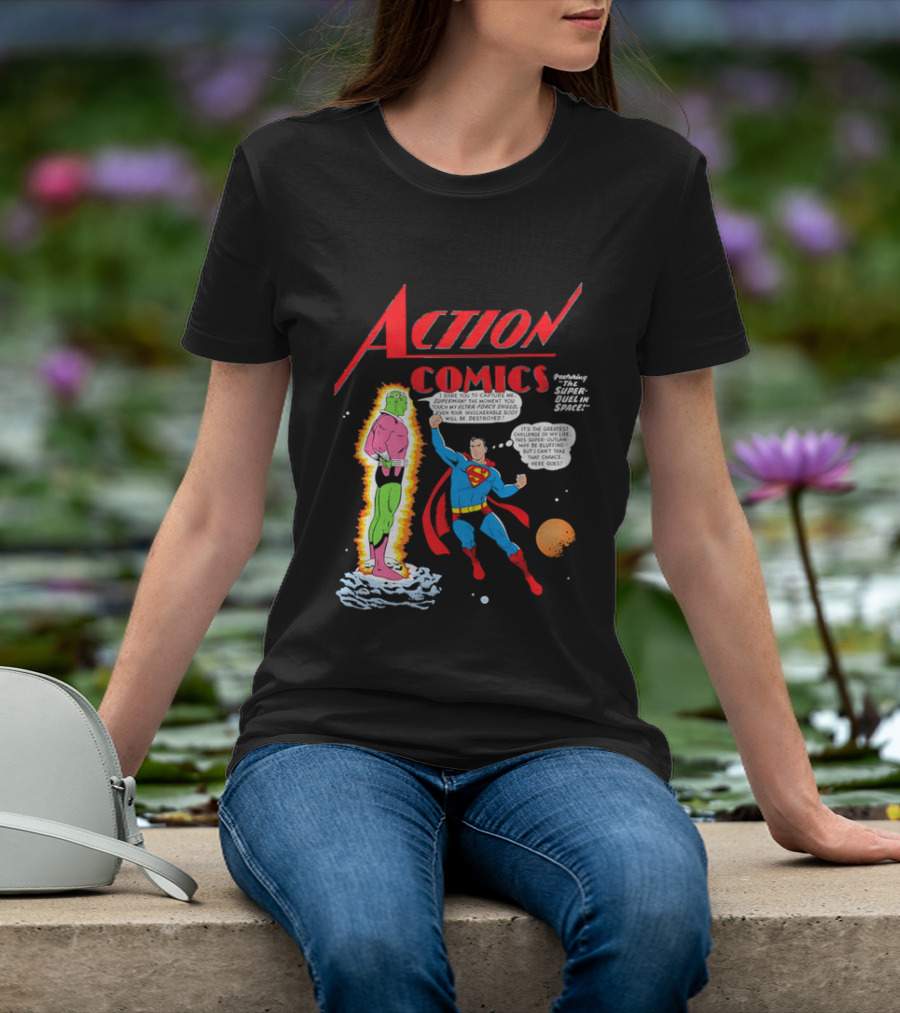 Action Comics Superman I Dare You To Capture Me Super Duel In Space T-Shirt
