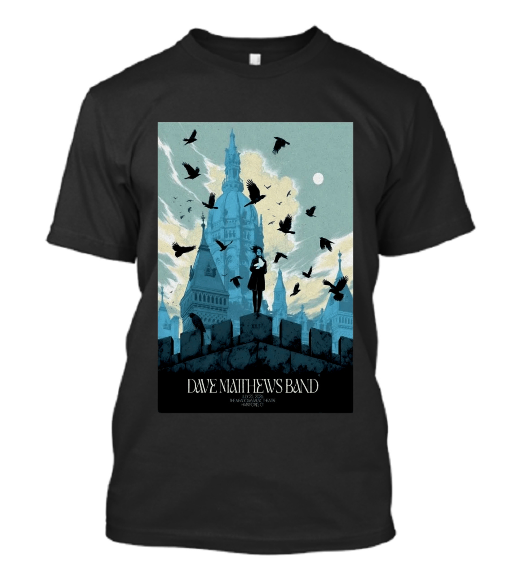 Dave Matthews Band July 25 2026 The Meadows Music Theatre Hartford CT Birds And Gothic Architecture T-Shirt