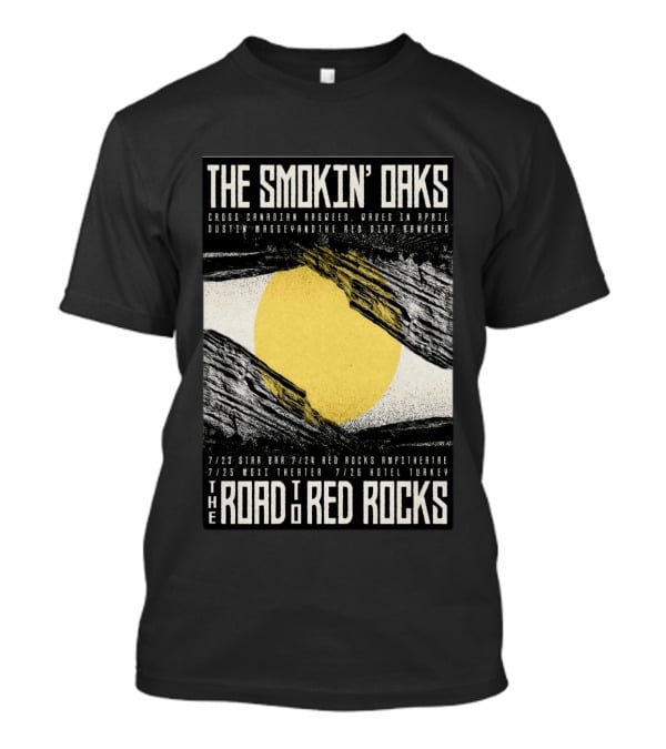 The Smokin' Oaks Road To Red Rocks 2026 Hotel Turkey Featuring Cross Canadian Ragweed Waves In April Dustin Massey And The Red Dirt Rangers T-Shirt