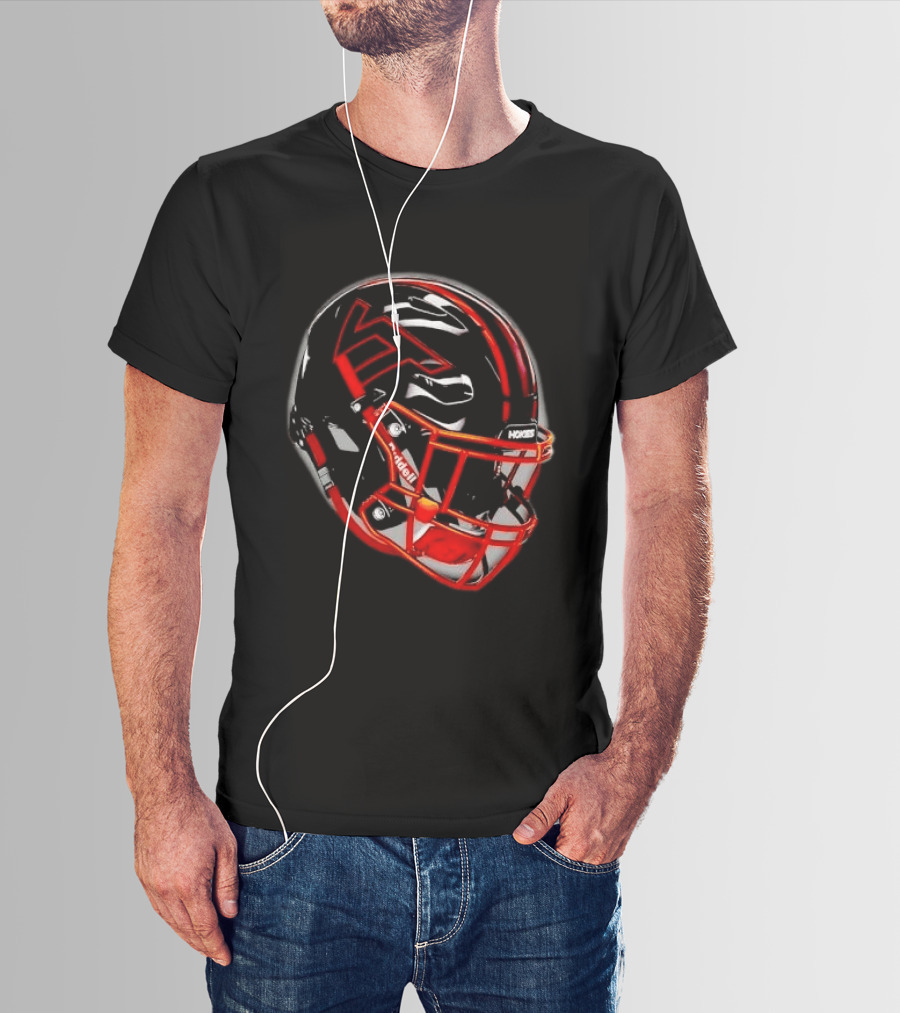 VT Hokies Black Orange Football Helmet Performance Sports Gear T-Shirt