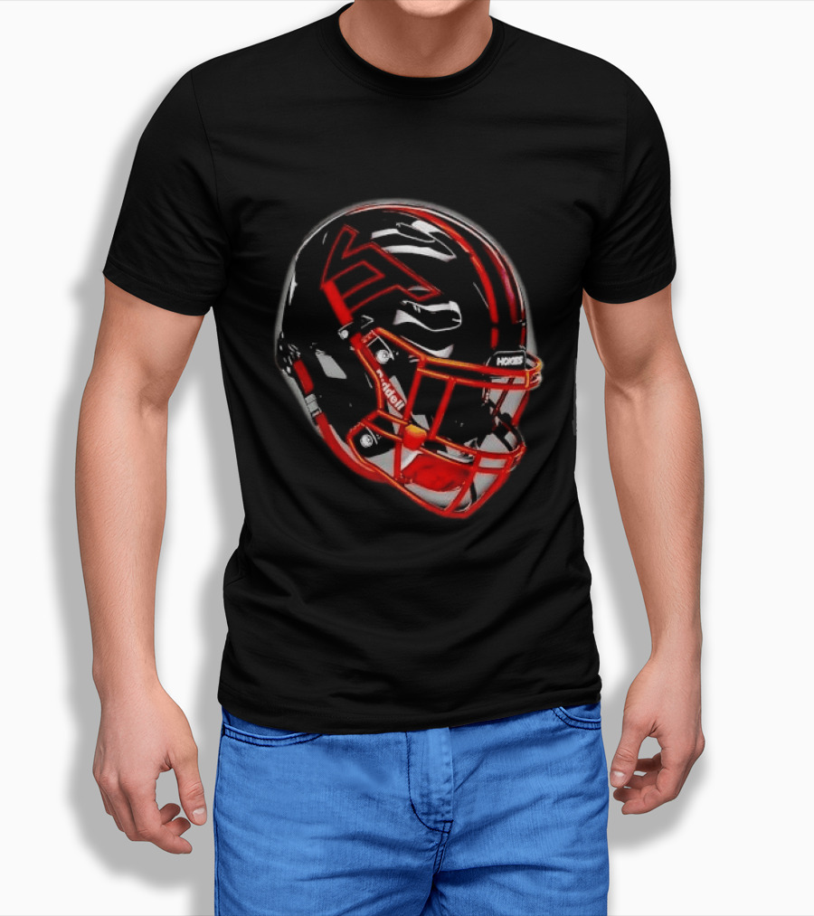 VT Hokies Black Orange Football Helmet Performance Sports Gear T-Shirt