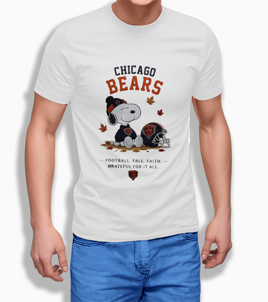 Chicago Bears Snoopy Grateful Football Fall Faith T-Shirt