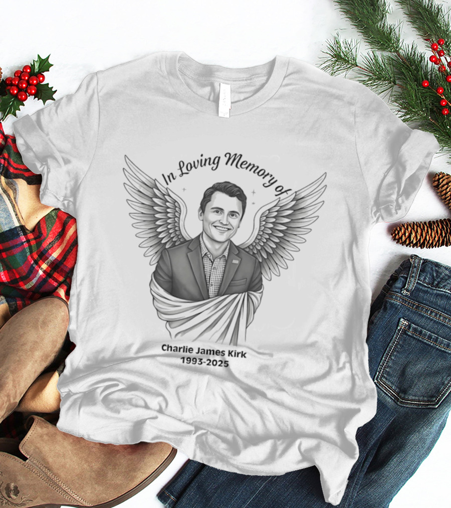 In Loving Memory Of Charlie James Kirk 1983 2025 Angel Wings T-Shirt