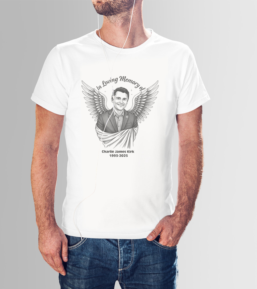 In Loving Memory Of Charlie James Kirk 1983 2025 Angel Wings T-Shirt