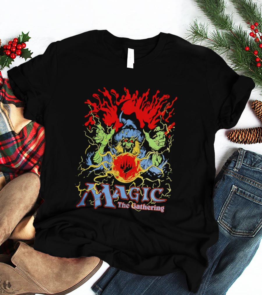 Magic The Gathering Wizard Elemental Spellcaster Mystical Flames T-Shirt