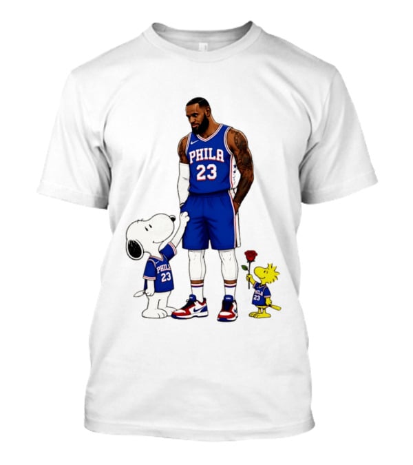 Philadelphia 76ers LeBron James With Snoopy And Woodstock 2026 T-Shirt