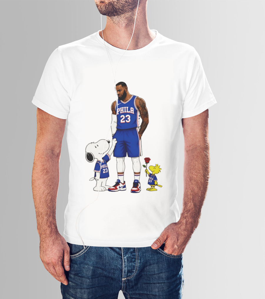 Philadelphia 76ers LeBron James With Snoopy And Woodstock 2026 T-Shirt