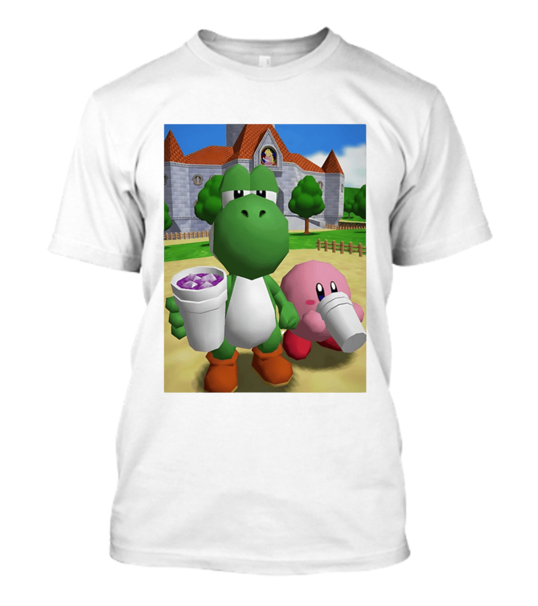 Yoshi Kirby Lean Purple Drink Castle Scene T-Shirt