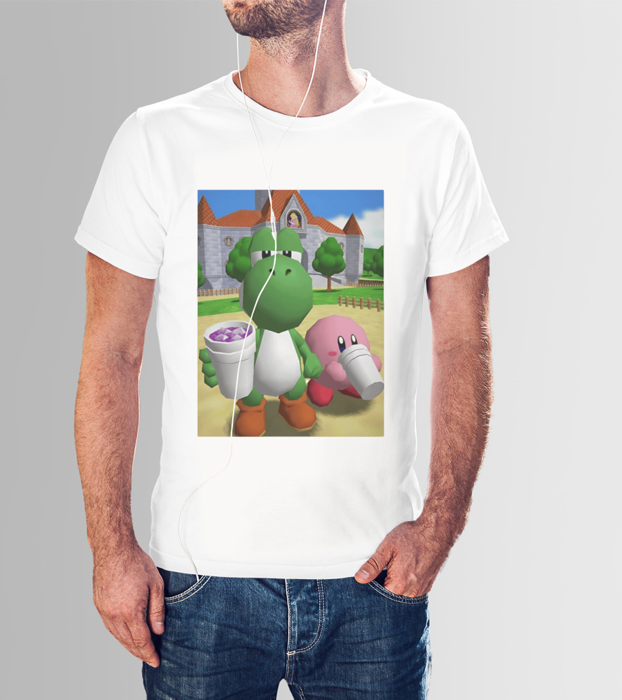 Yoshi Kirby Lean Purple Drink Castle Scene T-Shirt
