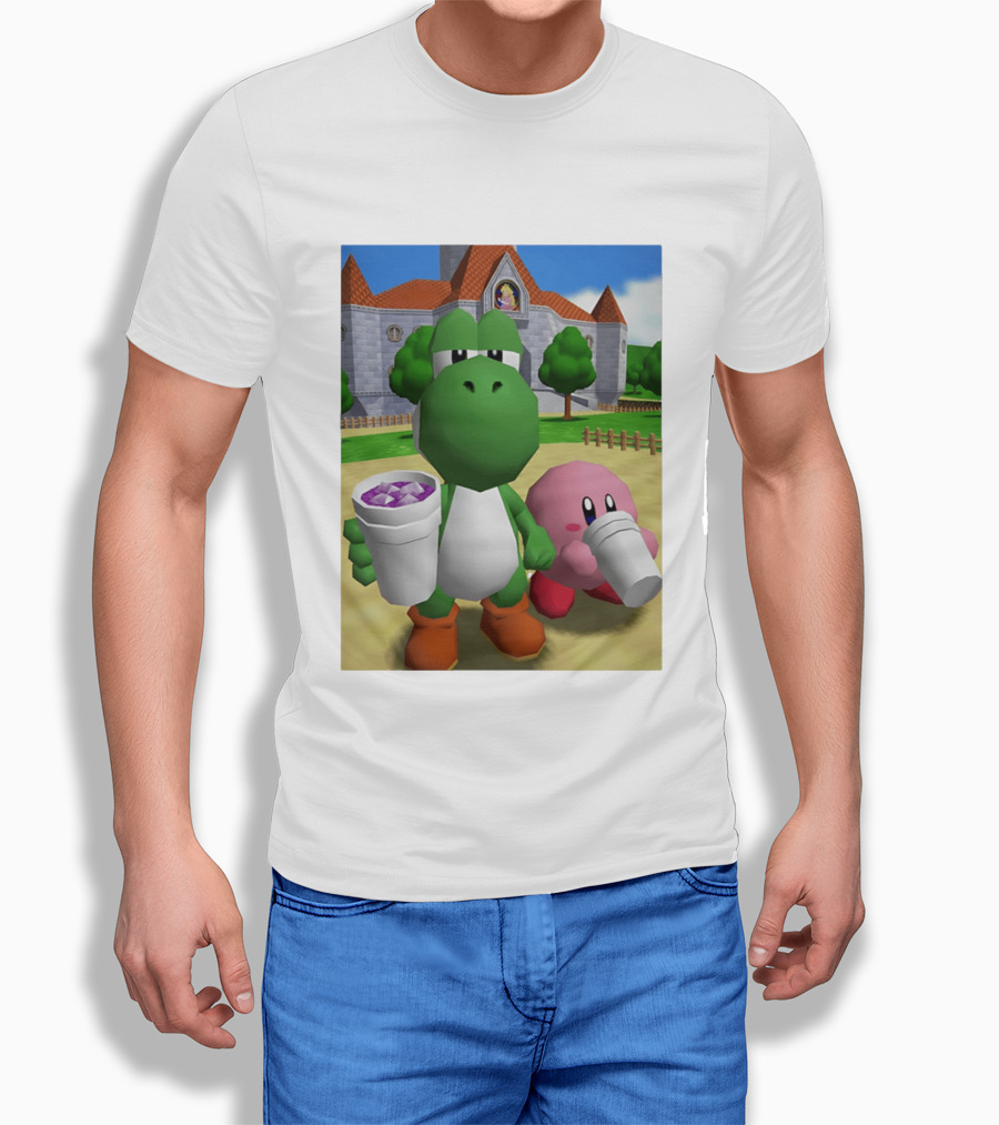 Yoshi Kirby Lean Purple Drink Castle Scene T-Shirt