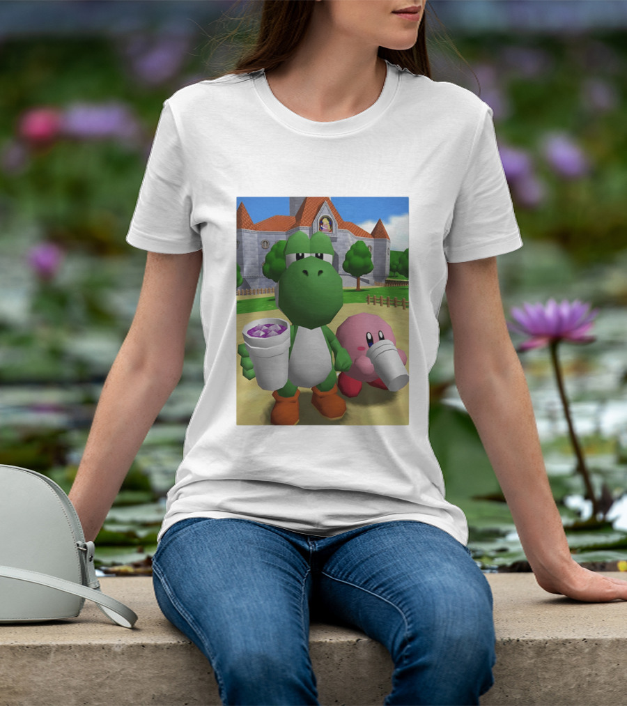 Yoshi Kirby Lean Purple Drink Castle Scene T-Shirt