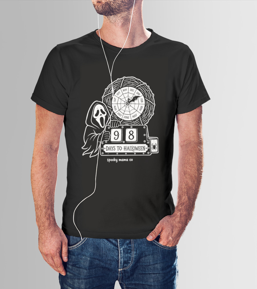 Halloween Countdown 98 Days Ghostface Horror Calendar Spooky Mama Co T-Shirt