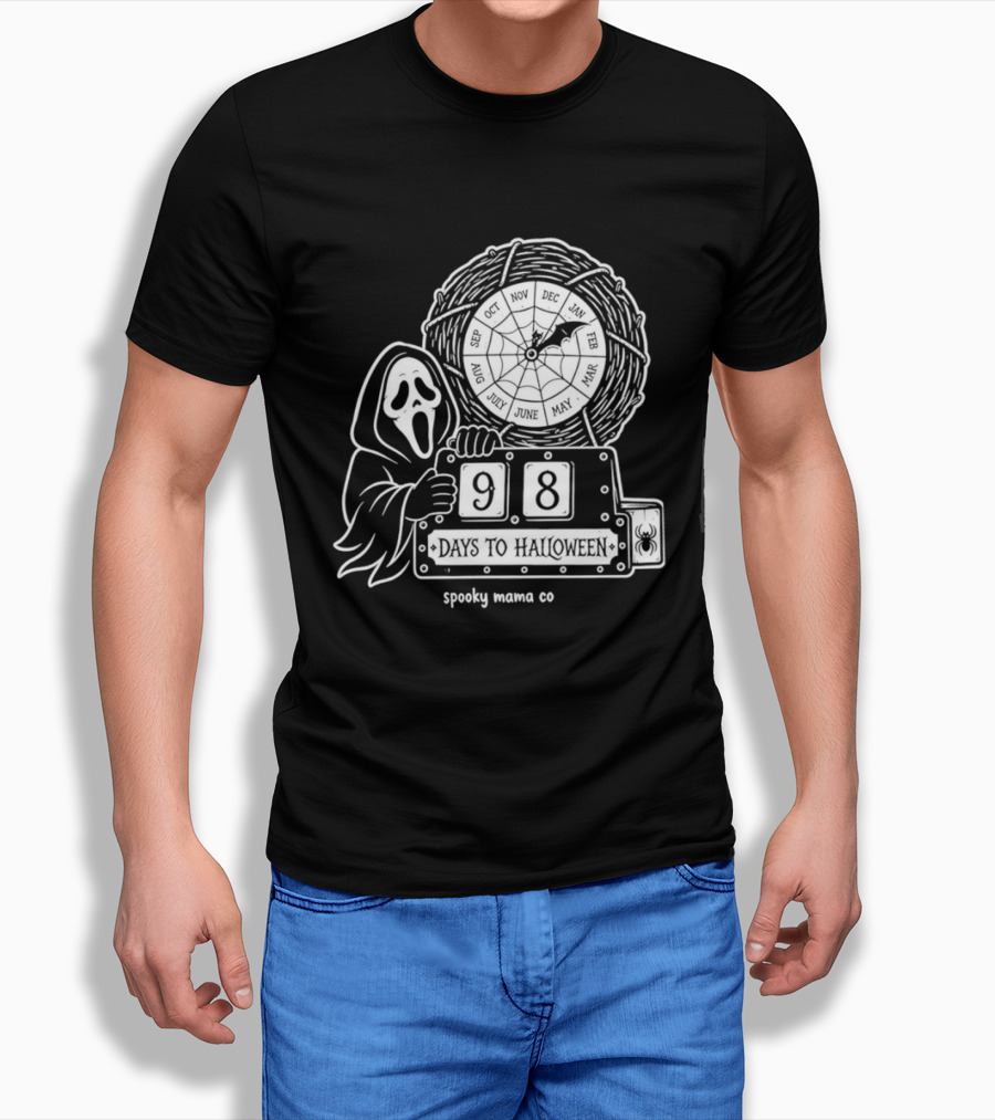 Halloween Countdown 98 Days Ghostface Horror Calendar Spooky Mama Co T-Shirt