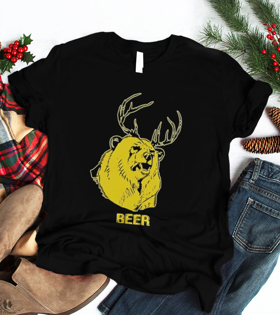 Beer Antlered Bear T-Shirt