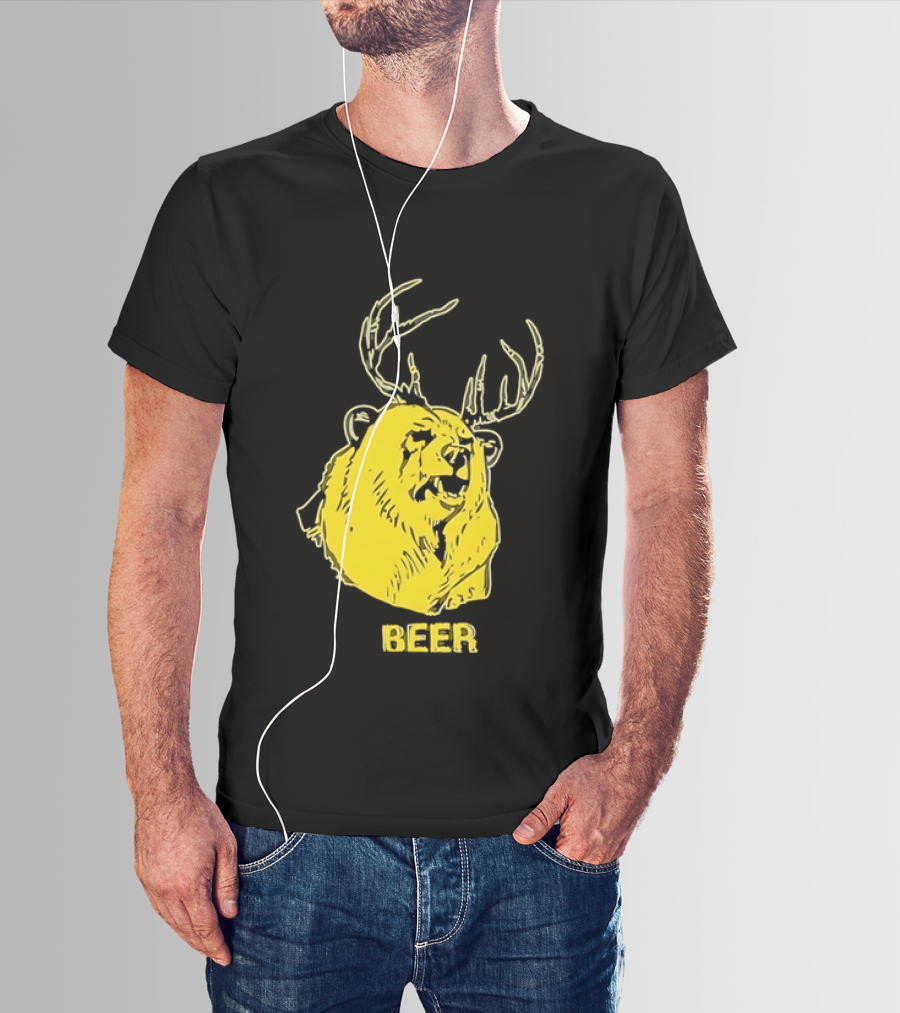 Beer Antlered Bear T-Shirt