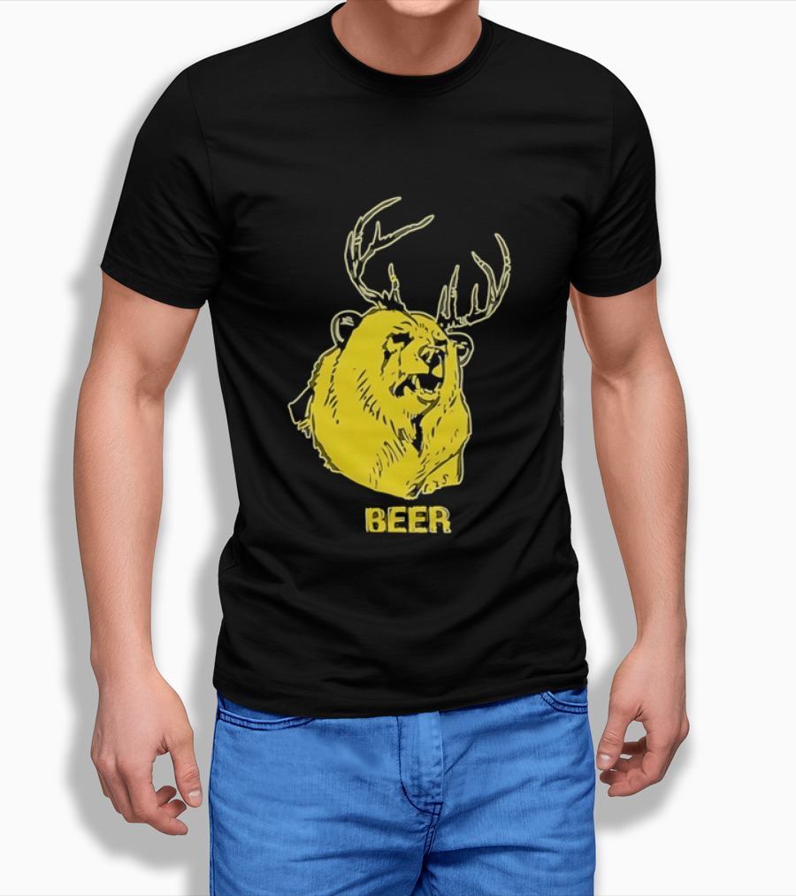 Beer Antlered Bear T-Shirt
