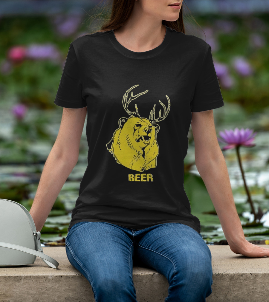 Beer Antlered Bear T-Shirt