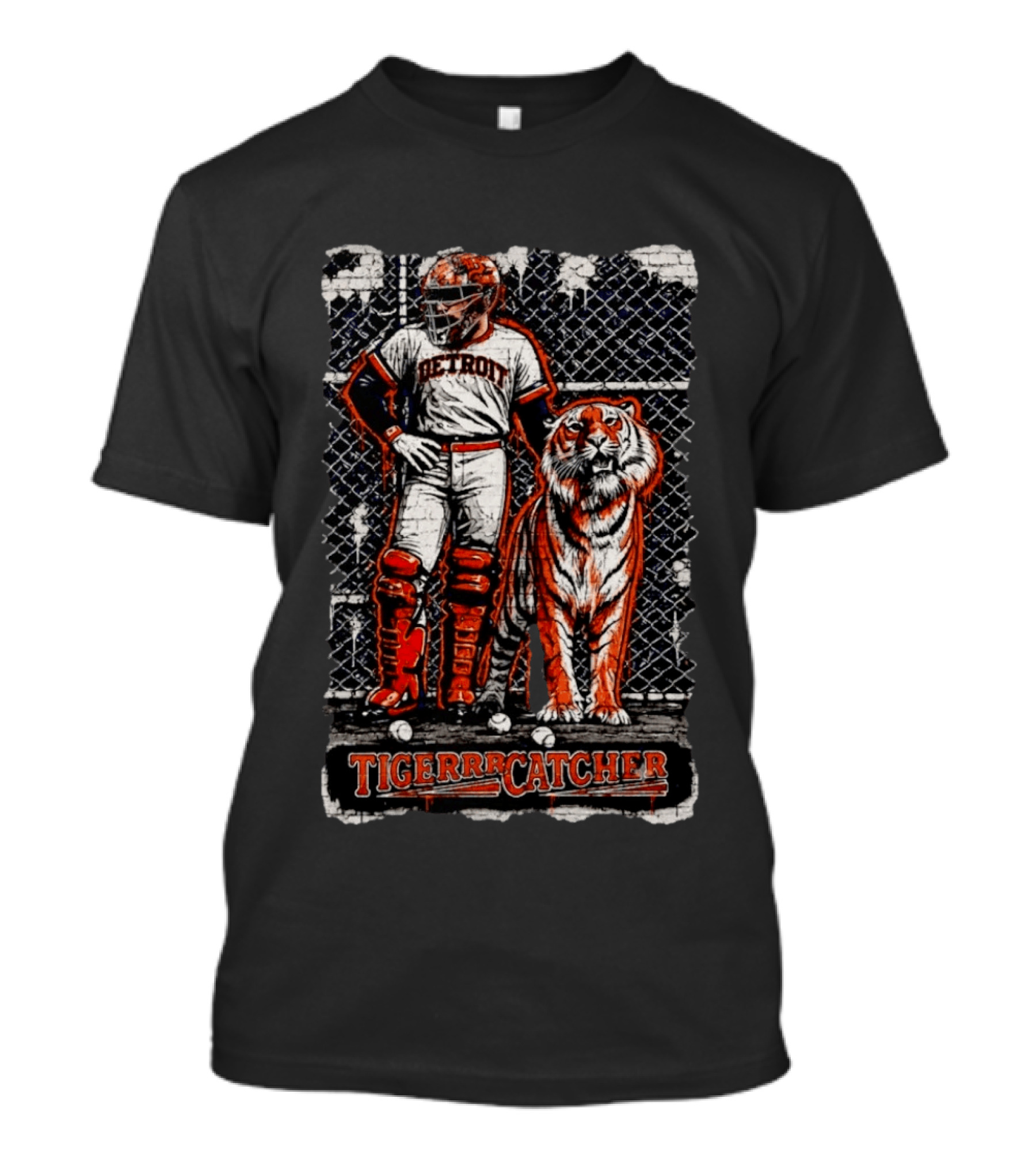 Detroit Tigers Tigerrrcatcher Baseball Player And Tiger T-Shirt