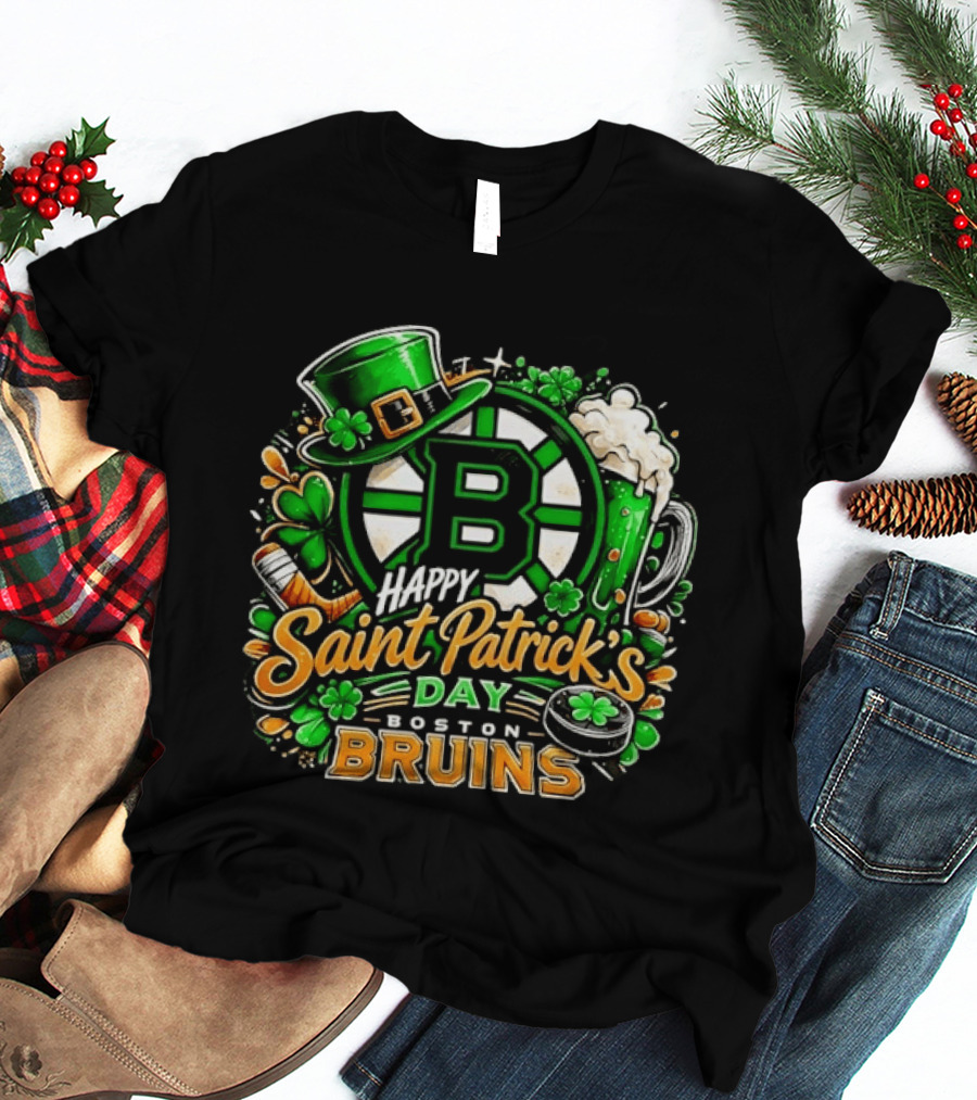 Boston Bruins St. Patrick's Day 2026 Celebration Hockey Team Florals T-Shirt