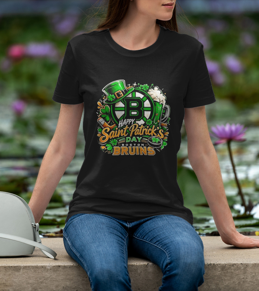 Boston Bruins St. Patrick's Day 2026 Celebration Hockey Team Florals T-Shirt