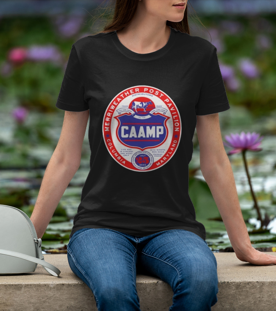 Merriweather Post Pavilion Caamp 2026 Columbia Maryland Concert With Mon Rovio And Hannah Cohen T-Shirt