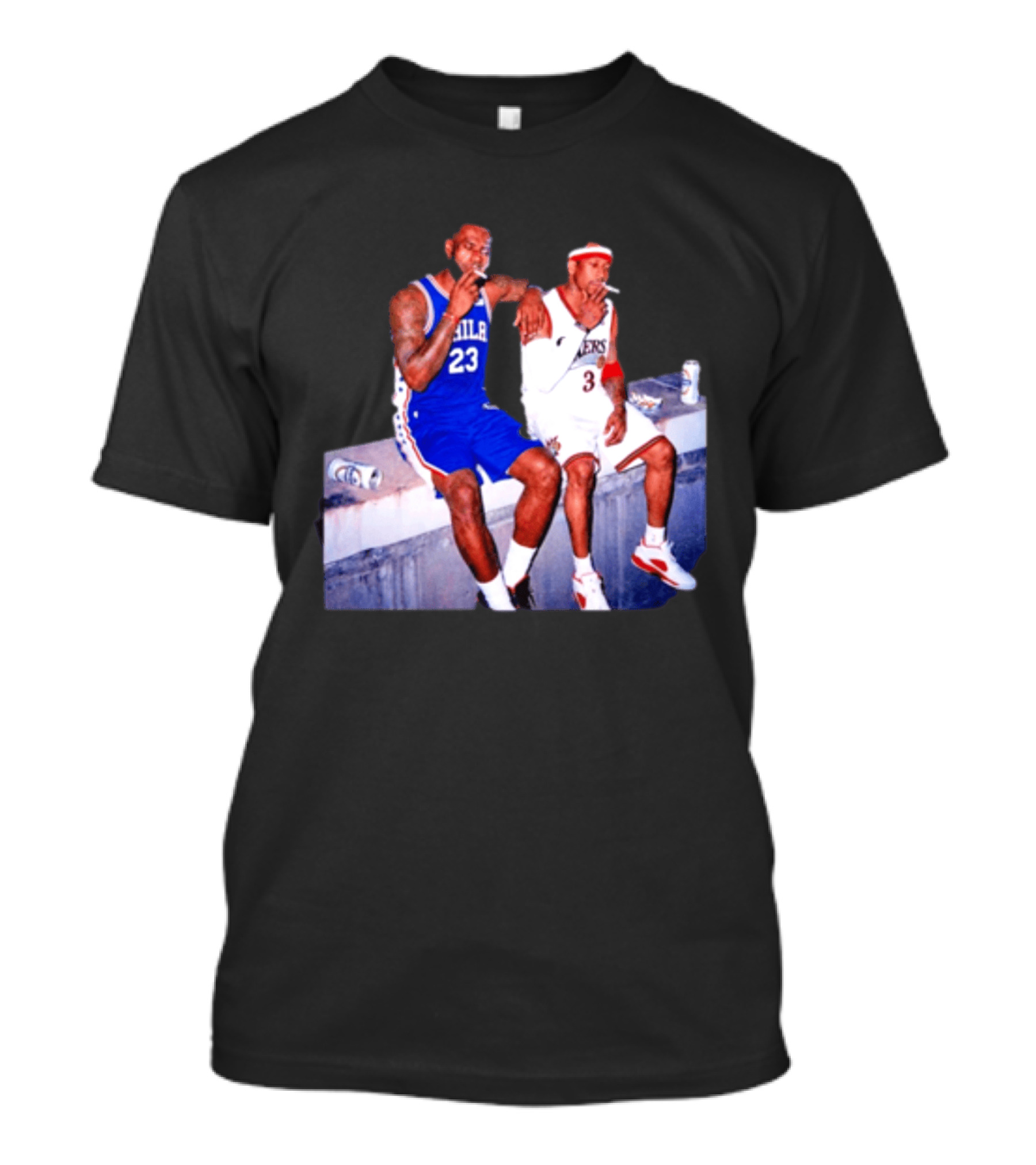 LeBron James Allen Iverson Philadelphia 76ers Smoking Scene Vintage NBA T-Shirt