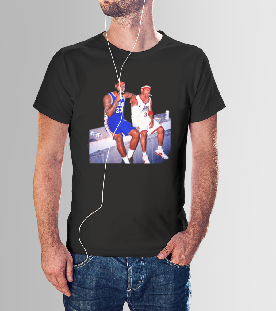 LeBron James Allen Iverson Philadelphia 76ers Smoking Scene Vintage NBA T-Shirt