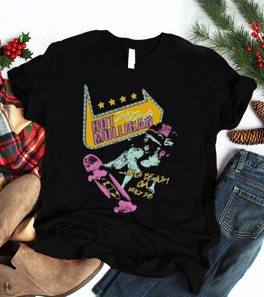 Hot Mulligan Long Beach CA 2026 Warped Tour July 25 Skateboarding Art With Stars T-Shirt