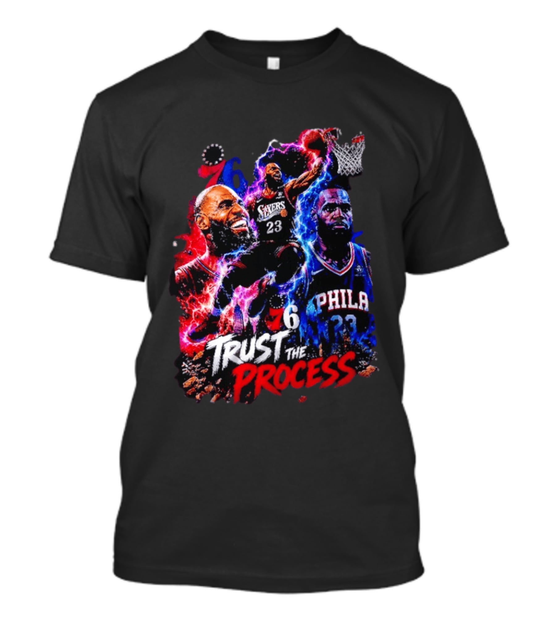LeBron James Philadelphia 76ers 23 Trust The Process 76 Lightning Energy T-Shirt